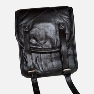 Diamond Plate Buffalo Leather Patchwork - Sissy Bar Pouch Bag Motorcycle Gear